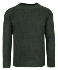 Sweter Zielony Melanżowy Khaki Okrągły Dekolt Męski Jednokolorowy -BRAVE SOUL. Zielone swetry męskie Brave Soul, m, bez wzorów, biznesowe, bez kołnierzyka, bez ramiączek. Za 79.00 zł.