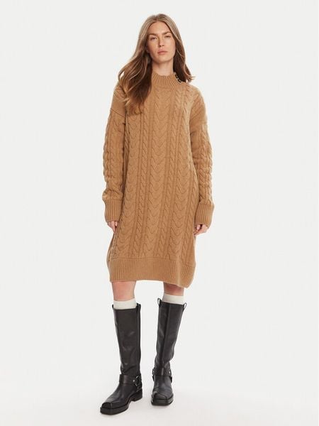 Barbour Sukienka dzianinowa Belford LDR0946BE31 Brązowy Regular Fit. Brązowe sukienki damskie Barbour, bez wzorów, z dzianiny, bez kołnierzyka, bez ramiączek. Za 629.99 zł.