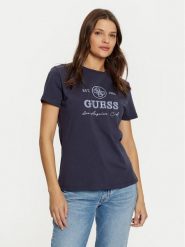 Guess T-Shirt V5RI05 J1314 Granatowy Regular Fit. Niebieskie t-shirty damskie Guess, xs, z aplikacjami, z bawełny, bez kołnierzyka, bez ramiączek. Za 109.99 zł.