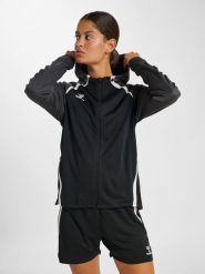 Damska bluza z kapturem na zamek Hummel Lead 2.0. Czarne bluzy damskie Hummel, l, bez wzorów, z dresówki, eleganckie, bez ramiączek, z kapturem. Za 286.50 zł.