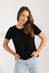 T-SHIRT ROMA MODAL CZARNY S - Flawless. Czarne t-shirty damskie Flawless, s, bez wzorów, z jeansu, bez kołnierzyka, bez ramiączek. Za 200.00 zł.