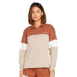Bluza sportowa damska Volcom Coco Mock Neck. Brązowe bluzy damskie Volcom, s, bez wzorów, z poliesteru, sportowe, bez ramiączek, bez kaptura. Za 183.00 zł.