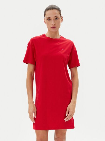 Tommy Hilfiger Koszula nocna UW0UW05767 Czerwony Regular Fit. Czerwone koszule nocne damskie Tommy Hilfiger, bez wzorów, z bawełny, bez ramiączek. Za 189.99 zł.
