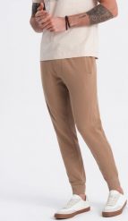 Ombre Spodnie męskie dresowe typu jogger - brązowe V2 OM-PABS-0173 XXL. Brązowe spodnie sportowe męskie Ombre, m, bez wzorów, z dresówki. Za 89.99 zł.