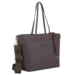 Nylonowa shopperka damska w szarym kolorze z doczepianym, regulowanym paskiem Peterson PTN JN-10. Szare shopperki damskie Peterson, bez wzorów, z nylonu, do ręki, bez dodatków. Za 119.99 zł.