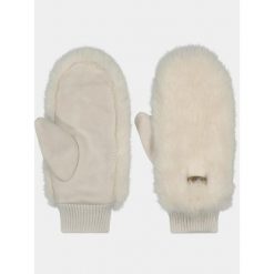 Rękawiczki Damskie Barts Fur Mitts. Białe rękawiczki damskie Barts, bez wzorów. Za 249.00 zł.