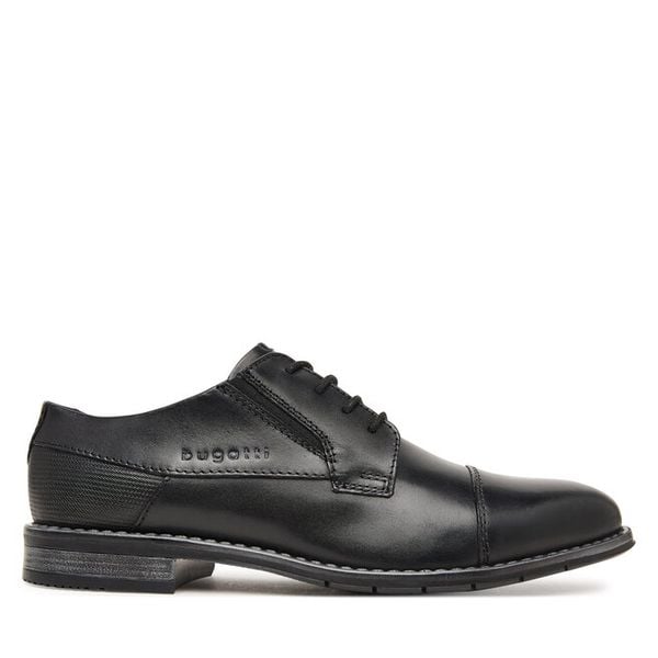 Półbuty Bugatti. Czarne buty wizytowe męskie Bugatti, bez wzorów, bez obcasa, bez zapięcia. Za 274.99 zł.