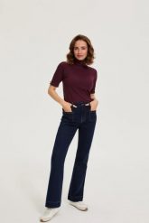 Jeansy bootcut granatowe. Jeansy damskie MOODO, bez wzorów, z bawełny. Za 149.99 zł.