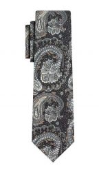Krawat Męski, Granatowo-Beżowy, Wzór Paisley, Łezki, 100% Bawełna, 7cm -EM Men's Accessories. Niebieskie krawaty i muchy Em men's accessories, bez wzorów, z bawełny, eleganckie. Za 79.99 zł.