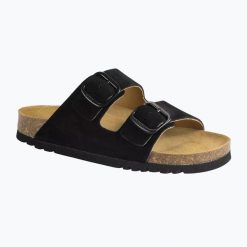 Klapki damskie Scholl Josephine Suede. Czarne klapki damskie Scholl, na lato, bez wzorów, z materiału, eleganckie, bez obcasa, bez zapięcia. Za 279.99 zł.