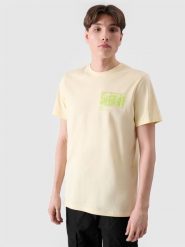 4F T-shirt regular z nadrukiem męski - żółty XXL. Żółte t-shirty męskie 4F, m, bez wzorów, z bawełny, bez kołnierzyka, bez ramiączek. W wyprzedaży za 29.99 zł.