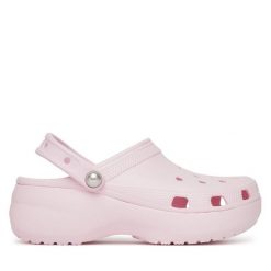 Klapki Crocs. Czerwone klapki damskie Crocs, bez wzorów, bez obcasa, bez zapięcia. Za 189.99 zł.