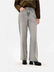 Jeansy wide leg z efektem sprania - szary. Szare jeansy damskie Sinsay, bez wzorów, z jeansu. Za 59.99 zł.