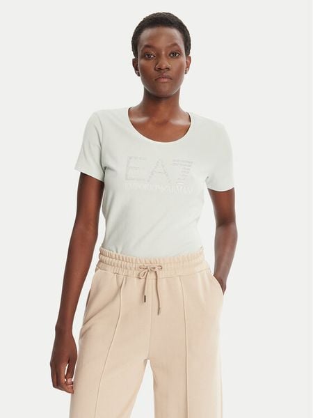 EA7 Emporio Armani T-Shirt 7W000094 AF10373 U9060 Błękitny Slim Fit. Niebieskie t-shirty damskie EA7 Emporio Armani, xs, bez wzorów, z bawełny, bez kołnierzyka, bez ramiączek. Za 229.99 zł.