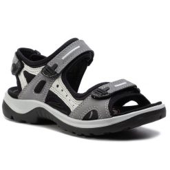 Sandały ECCO. Szare sandały damskie ecco, bez wzorów, bez obcasa, bez zapięcia. Za 459.99 zł.