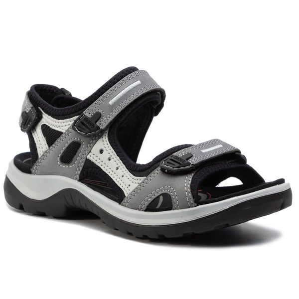 Sandały ECCO. Szare sandały damskie ecco, bez wzorów, bez obcasa, bez zapięcia. Za 459.99 zł.