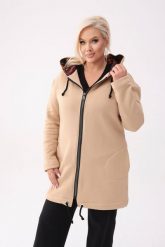 Beżowa bluza z kapturem Flora PLUS SIZE XXL OVERSIZE. Brązowe bluzy damskie Moda Size Plus Iwanek, na jesień, m, bez wzorów, z bawełny, biznesowe, bez ramiączek, z kapturem. W wyprzedaży za 235.90 zł.