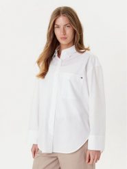 Tommy Hilfiger Koszula New Easy WW0WW45892 Biały Relaxed Fit. Białe koszule damskie Tommy Hilfiger, bez wzorów, z bawełny, biznesowe, bez kołnierzyka, bez ramiączek. Za 339.99 zł.