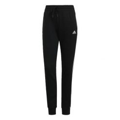 Długie Spodnie Dresowe Adidas Essentials French Terry 3 Stripes Czarny. Białe spodnie dresowe damskie Adidas, bez wzorów, z bawełny, sportowe, długie, na fitness i siłownię. Za 129.99 zł.