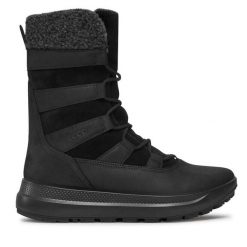 Trzewiki ECCO. Czarne botki damskie ecco, bez wzorów, bez obcasa, na płaskiej podeszwie, bez zapięcia. Za 669.99 zł.