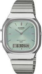 Zegarek Casio Zegarek Męski Casio Vintage AQ-240E-2ADF Ana-Digi Tiffany Blue. Niebieskie zegarki męskie Casio, bez wzorów. Za 266.99 zł.