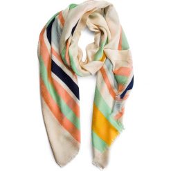 Szal TORY BURCH - Striped Traveler Oblong Scarf 54715 New Ivory/Crushed Mint 165. Brązowe szaliki damskie Tory Burch, bez wzorów, z jedwabiu. W wyprzedaży za 489.00 zł.