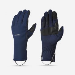 Rękawice trekkingowe dla dorosłych Forclaz MT500 dotykowe stretch. Czarne rękawiczki damskie FORCLAZ, bez wzorów, z elastanu. Za 69.99 zł.