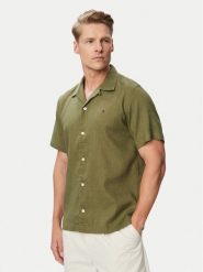 Tommy Hilfiger Koszula MW0MW43090 Zielony ciemny Regular Fit. Zielone koszule męskie Tommy Hilfiger, m, bez wzorów, ze lnu, bez kołnierzyka, bez ramiączek. Za 449.99 zł.