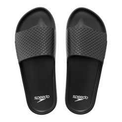 Klapki basenowe antypoślizgowe damskie Speedo Slide Entry. Czarne klapki damskie Speedo, bez wzorów, sportowe, bez obcasa, bez zapięcia. Za 68.95 zł.