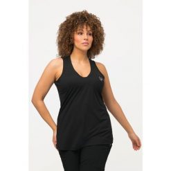 Damskie Top funkcyjny szybkoschnący dekolt w szpic bez rękawów. Czarne topy damskie Ulla Popken, plus size, bez wzorów, z elastanu, bez kołnierzyka, bez ramiączek. W wyprzedaży za 149.99 zł.