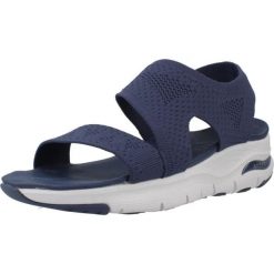 Sandały SKECHERS ARCH FIT Niebieski. Niebieskie sandały damskie Skechers, bez wzorów, z tkaniny, bez obcasa, bez zapięcia. Za 251.99 zł.