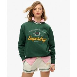 Luźny sweter Country Club. Zielone koszulki sportowe damskie Superdry, bez wzorów, bez ramiączek. W wyprzedaży za 230.70 zł.