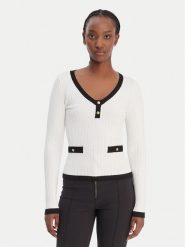 Guess Sweter W6RR26 Z3HP2 Biały Classic Fit. Białe swetry nierozpinane damskie Guess, l, z aplikacjami, z syntetyku, bez kołnierzyka, bez ramiączek. Za 399.99 zł.