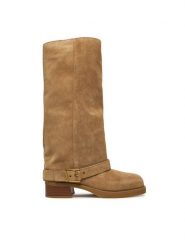 MICHAEL Michael Kors Kozaki 40F5COFB5S Beżowy. Brązowe kozaki damskie MICHAEL Michael Kors, bez wzorów, ze skóry, bez obcasa, na płaskiej podeszwie, bez zapięcia. Za 1,779.00 zł.