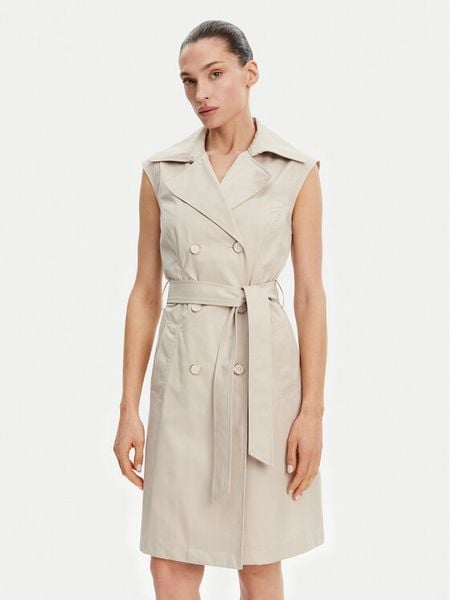 Guess Sukienka koszulowa W5GK0V WH5V1 Beżowy Regular Fit. Brązowe sukienki damskie Guess, l, z aplikacjami, z bawełny, bez kołnierzyka, bez ramiączek, koszulowe. Za 379.99 zł.