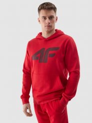 4F Bluza dresowa nierozpinana z kapturem męska - czerwona M. Czerwone bluzy męskie 4F, m, bez wzorów, z bawełny, z kapturem. W wyprzedaży za 119.99 zł.