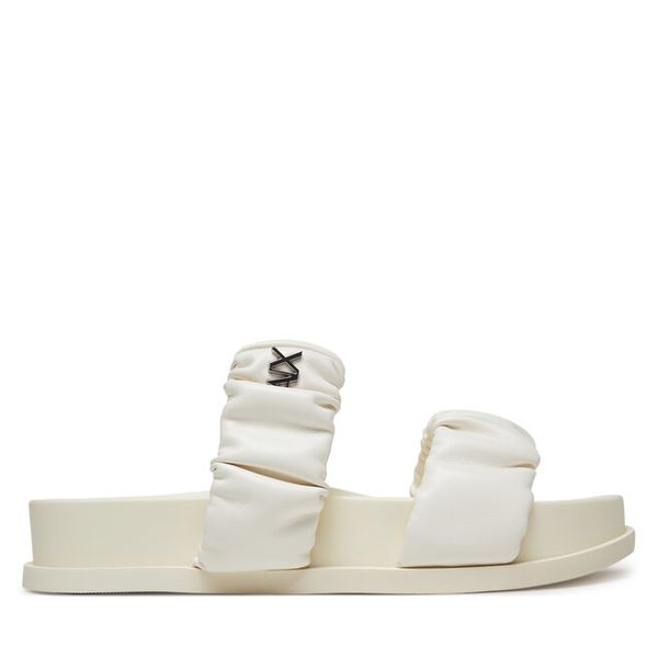 Klapki Armani Exchange. Klapki damskie Armani Exchange, bez wzorów, bez obcasa, bez zapięcia. Za 429.99 zł.