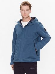 Jack Wolfskin Kurtka przeciwdeszczowa Goldgewann 1115761 Niebieski Regular Fit. Niebieskie kurtki sportowe męskie Jack Wolfskin, m, bez wzorów, z syntetyku, bez kaptura, outdoorowe. Za 889.99 zł.