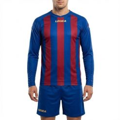 Męska Kurtka Treningowa do Biegania KIT RIAD ML Niebiesko-Czerwona. Czerwone kurtki sportowe męskie Legea, m, bez wzorów, z bawełny, z kapturem, do biegania. Za 80.00 zł.
