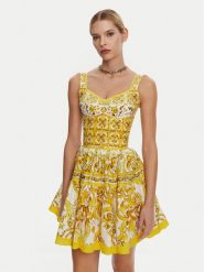 Dolce&Gabbana Top F7W98T HH5EA Żółty Regular Fit. Żółte topy damskie Dolce&Gabbana, bez wzorów, z syntetyku, bez kołnierzyka, bez ramiączek. Za 3,869.00 zł.