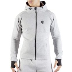 Bluza treningowa męska Morotai NeoTech Full Zip Hoodie. Szare bluzy sportowe męskie MOROTAI, m, bez wzorów, z bawełny, bez kaptura, na fitness i siłownię. W wyprzedaży za 172.00 zł.