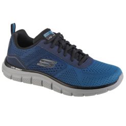Buty do chodzenia męskie Skechers Track Ripkent. Niebieskie buty sportowe męskie Skechers, bez wzorów, z gumy, bez zapięcia, trekkingowe. Za 249.99 zł.