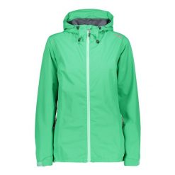 Kurtka przeciwdeszczowa z kapturem damska Ripstop CMP. Zielone kurtki sportowe damskie CMP, bez wzorów, bez ramiączek, z kapturem, trekkingowe. W wyprzedaży za 185.95 zł.