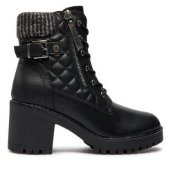 Botki Refresh. Czarne botki damskie Refresh, bez wzorów, bez obcasa, na słupku, bez zapięcia. Za 289.99 zł.