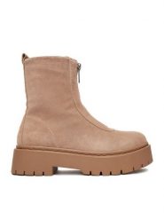 DeeZee Botki 13123-13 Beżowy. Brązowe botki damskie DeeZee, bez wzorów, ze skóry, bez obcasa, na płaskiej podeszwie, bez zapięcia. Za 319.99 zł.