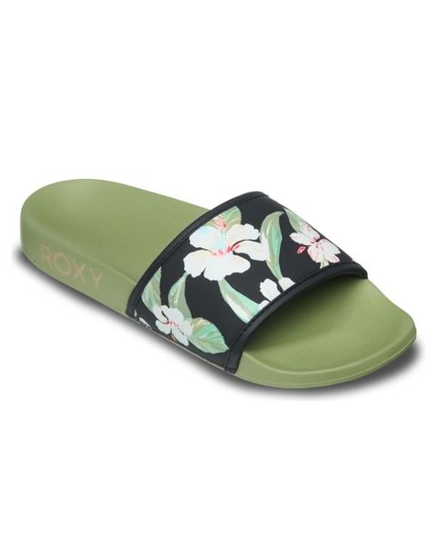 Klapki basenowe damskie SLIPPY IV. Czarne klapki damskie Roxy, bez wzorów, z gumy, bez obcasa, bez zapięcia. Za 139.99 zł.