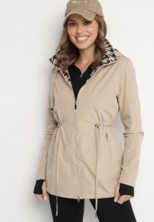 Ciemnobeżowa Kurtka Parka Ściągana w Pasie Aridra. Brązowe kurtki damskie Born2be, l, bez wzorów, z jeansu, bez kaptura. Za 159.99 zł.