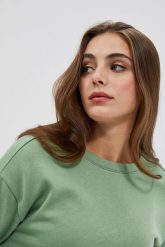 Bluza z dekoltem na plecach oliwkowa. Zielone bluzy damskie MOODO, xl, bez wzorów, z bawełny, bez ramiączek, bez kaptura. W wyprzedaży za 49.99 zł.