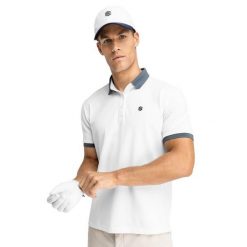 Koszulka polo golf męska Ppique Pinehurst. Białe swetry męskie SIROKO, m, bez wzorów, prążkowane, sportowe, bez kołnierzyka, bez ramiączek. Za 134.00 zł.