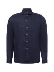Nils Sundström koszula lniana na co dzień Mężczyźni Slim Fit len niebieski, XXL. Niebieskie koszule męskie Nils Sundström, na lato, m, bez wzorów, ze lnu, eleganckie, bez kołnierzyka, bez ramiączek. Za 179.95 zł.